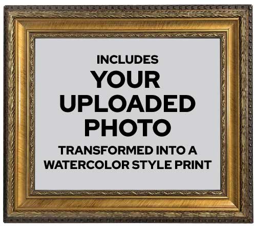 Custom Watercolor Style Print in Frame 101, Size 11" x 13"