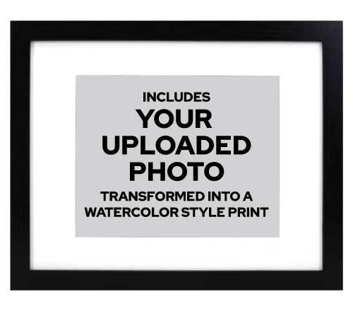 Custom Watercolor Style Print in Frame 102, Size 12" x 15"