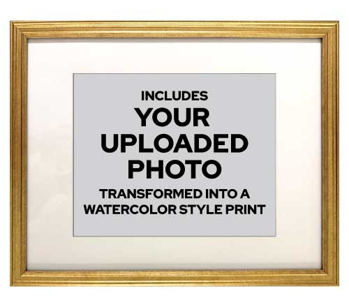 Custom Watercolor Style Print in Frame 104, Size 12" x 15"