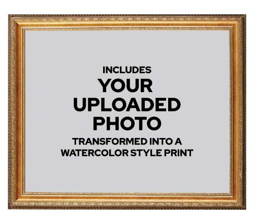 Custom Watercolor Style Print in Frame 201, Size 19" x 23"