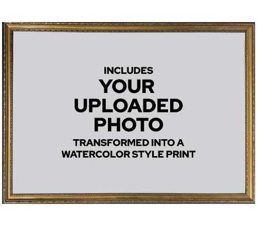 Custom Watercolor Style Print in Frame 301, Size 27" x 39"